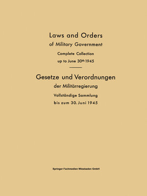 cover image of Laws and Orders of Military Government / Gesetze und Verordnungen der Militärregierung